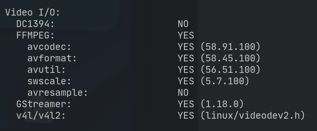 Suporte a FFmpeg e GStreamer encontrado pelo CMake